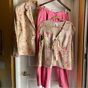 3-Pc Linen Blend Floral Judith Hart Washable Suit 18W